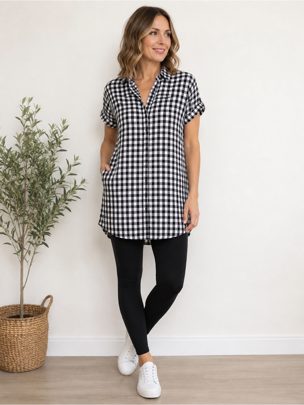 A Pea in the Pod Black & White Gingham Tunic